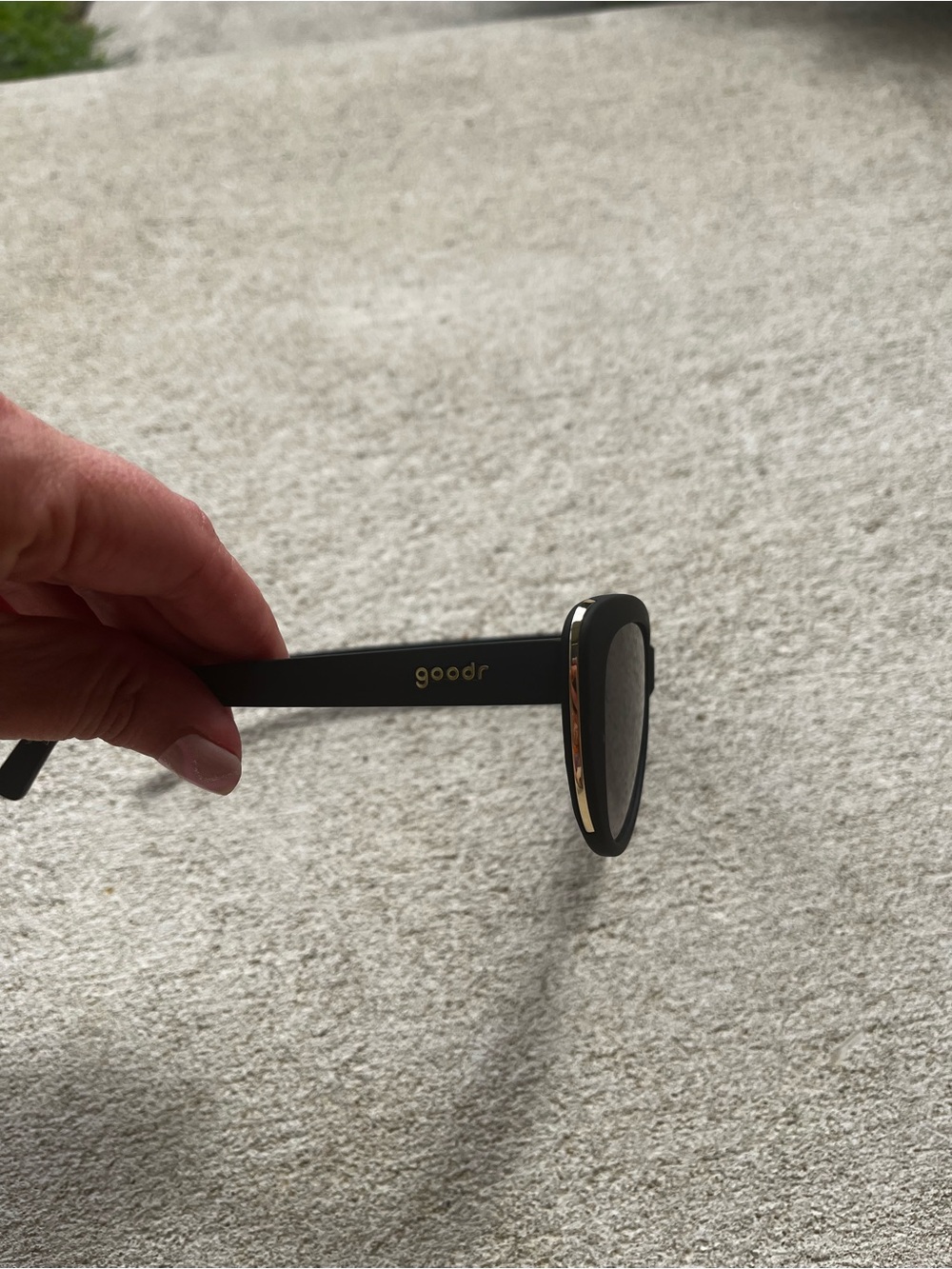 Goodr Black with Gold Accent Cat Eye Women's Sunglasses - Stylish and Sporty - Picture 3 of 4